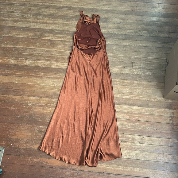 Hello Molly “Light Minds” Size US6 Copper Rust Halter Satin Wedding Guest Dress - Picture 5 of 8